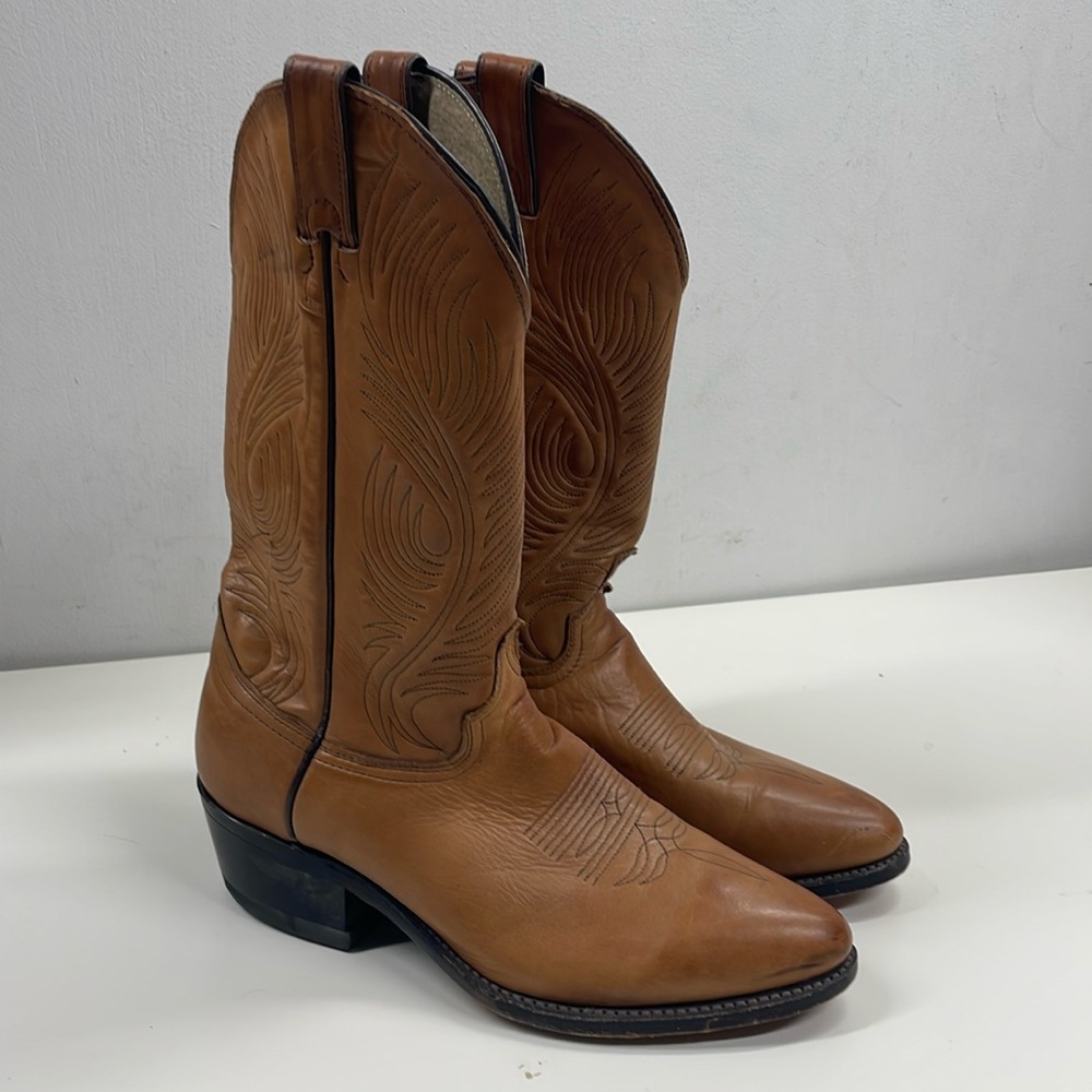 Abilene Womens Western Boots Leather Embroidered Pull On Boots in Brown Size 9.5 - Picture 1 of 14